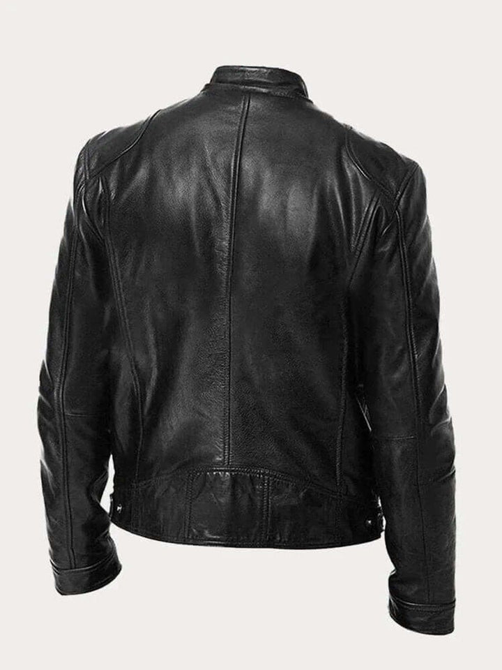 Maverick | Men's Classic Biker Jacket – Real Leather with Stand Collar