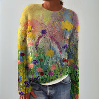 Melanie | Farbenfroher Blumen-Strickpullover Für Damen