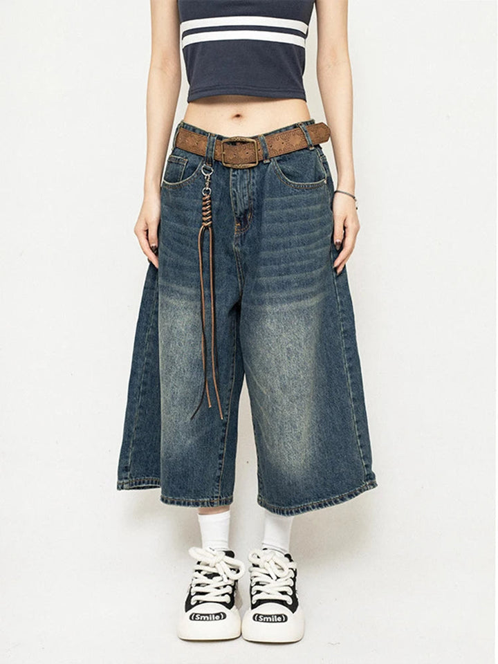 Mia | Retro Denim Culotte Weite Hose Für Einen Markanten Streetwear-Look