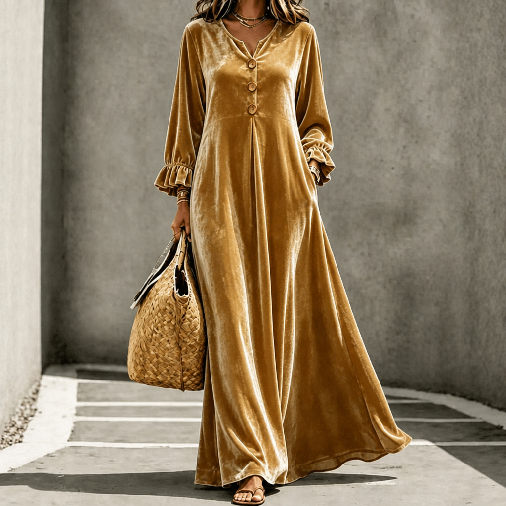 Veloura | Ruffled Sleeve Maxi Dress – Elegantes Design für Frauen