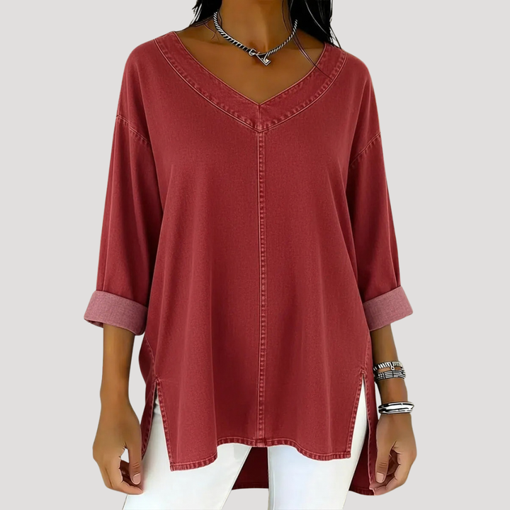 Amelie | Relaxed Tunic Top with Elegant V-Neck