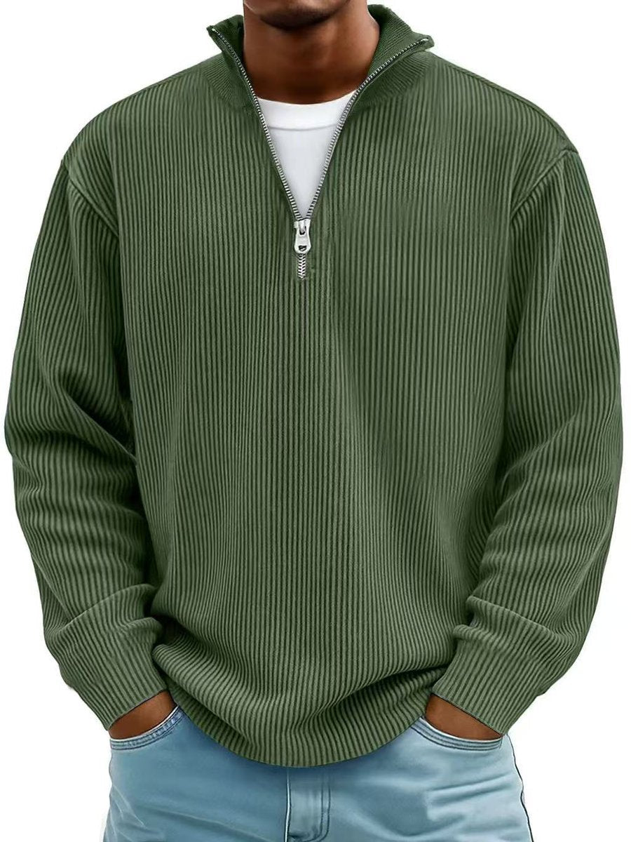 Tobias | Stilvoller Herren Rippstrickpullover Mit Quarter-Zip