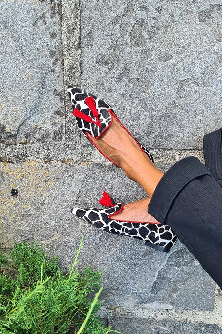 Nadine | Auffällige Animal-Print Loafer Mit Fransen