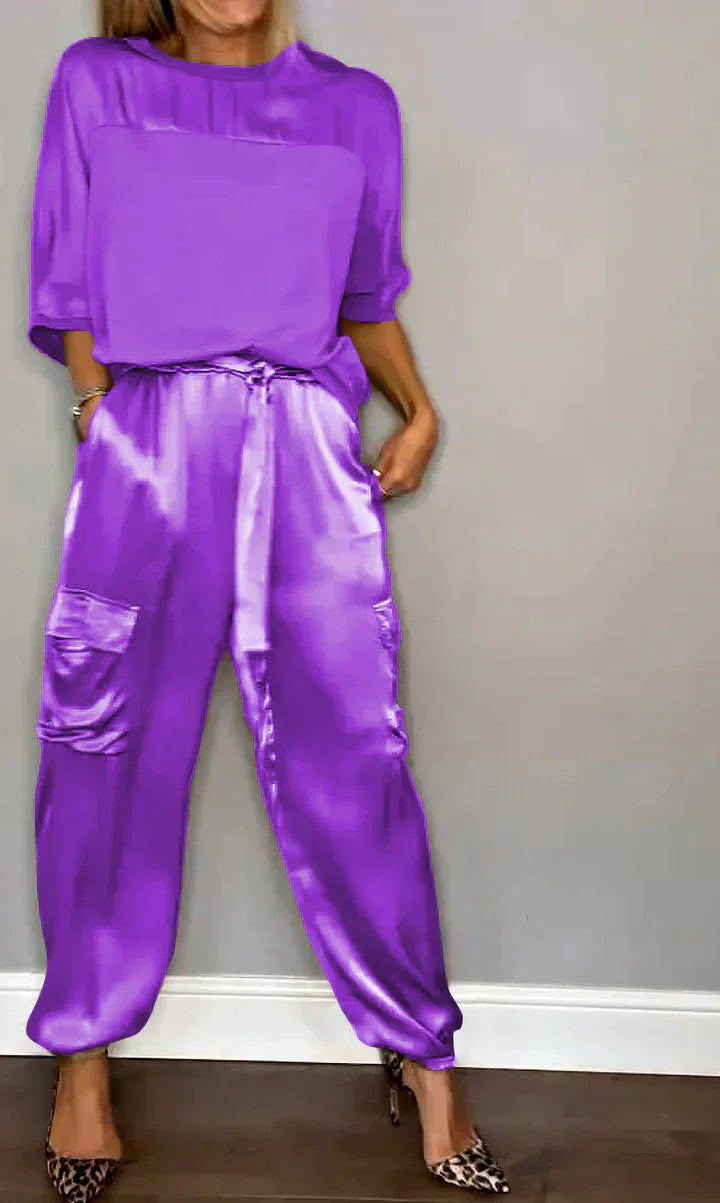 Kristin | Elegantes und Luxuriöses Zweiteiliges Set im Satin-Stil