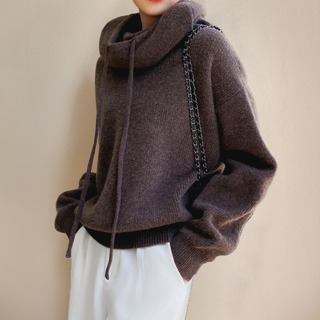 Elfriede | Oversize Strick-Turtleneck Sweater mit Kapuze