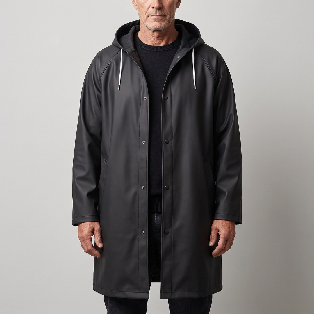 DryGuard | Lange Regenjacke – Wetterfester Kapuzenmantel