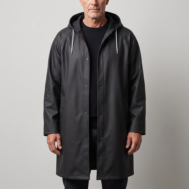 DryGuard | Lange Regenjacke – Wetterfester Kapuzenmantel