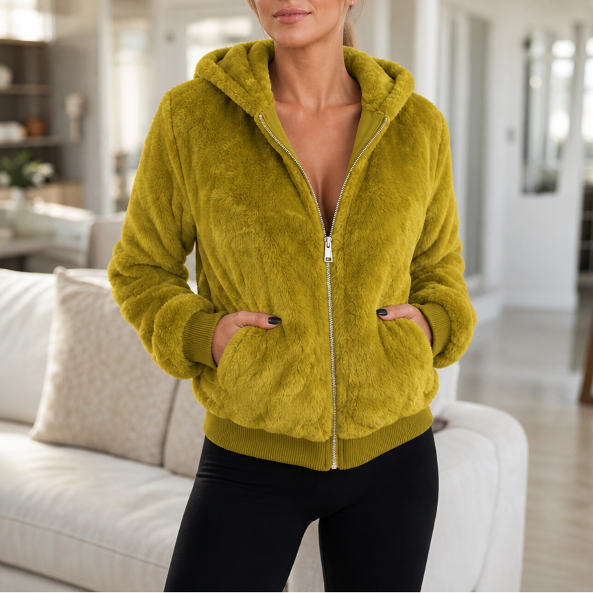 Wearbella | Hooded Faux Fur Zip Jacket – Weicher, Stilvoller Komfort