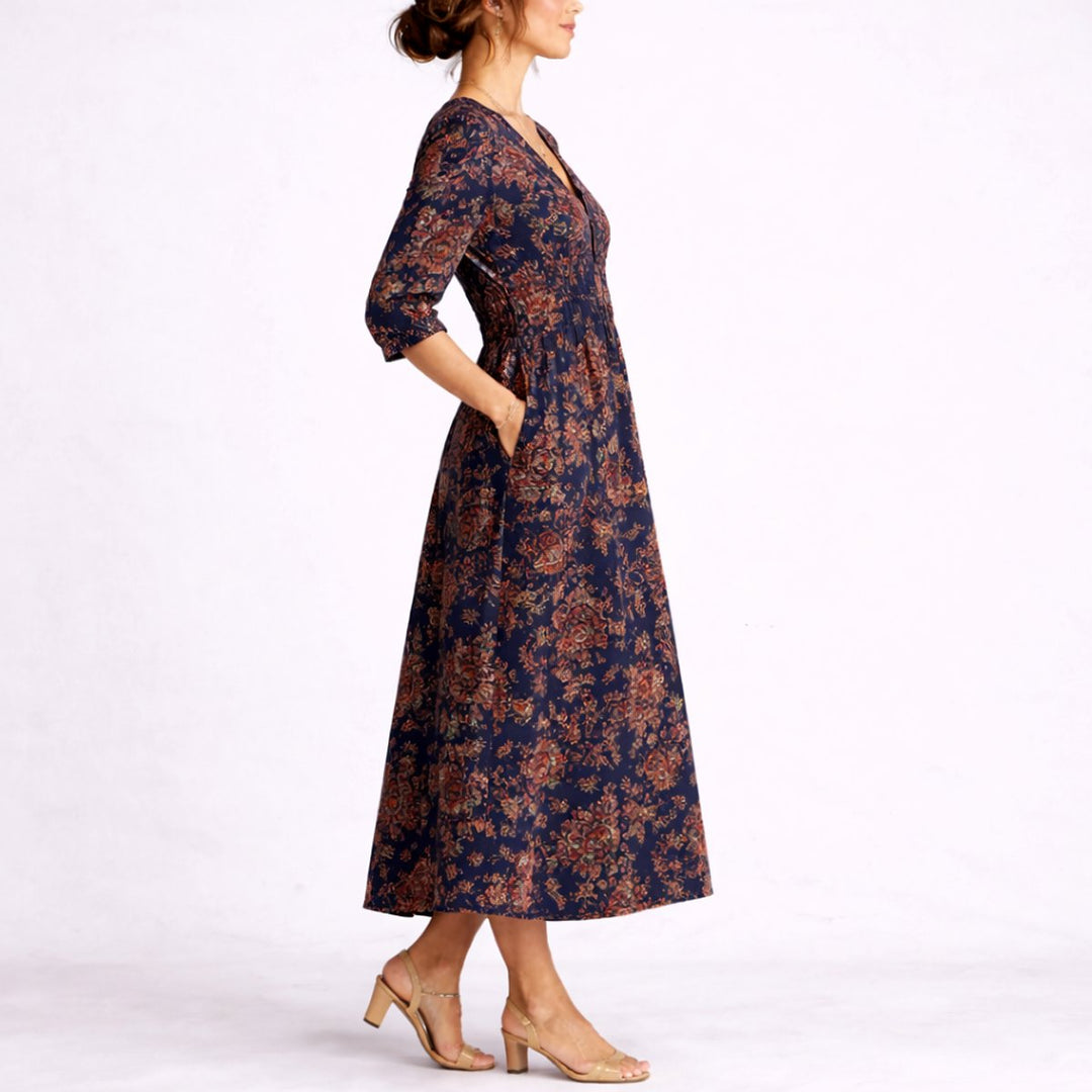 Amelie | Florales Herbst-Hochzeitskleid Mit Femininem Midi-Schnitt