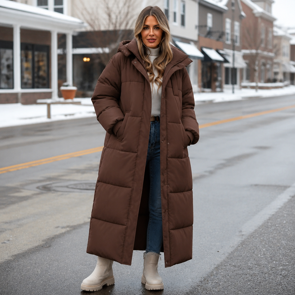 Wearbella | Long Hooded Puffer Coat – Eleganter Wintermantel für Frauen