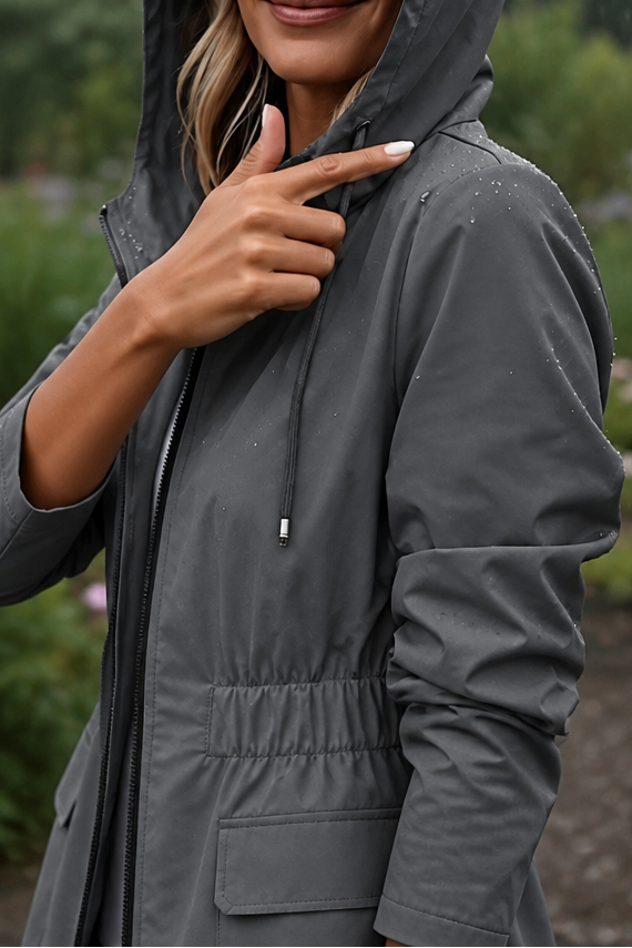 Rainfelle | Slim-Fit Kapuzen Regenjacke mit Kordelzug