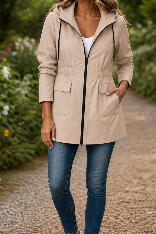 Rainfelle | Slim-Fit Kapuzen Regenjacke mit Kordelzug