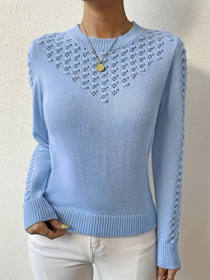 Aveline | Rundhals Pullover mit Pointelle-Strickmuster