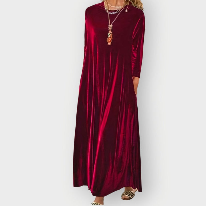 Elisabeth | Samt Maxi-Kleid – Elegantes langärmliges Design für Frauen