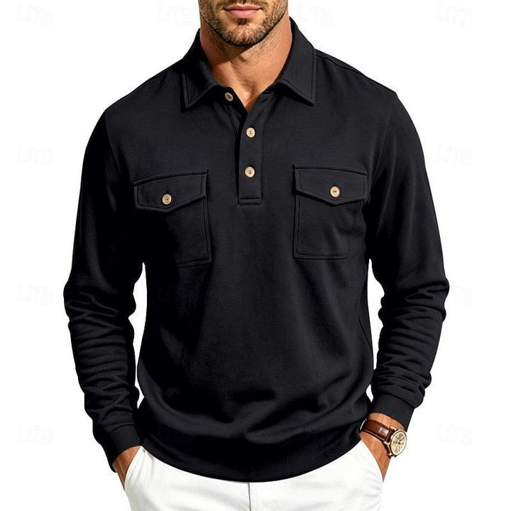 Harold | Langarm Polo-Shirt mit Taschen