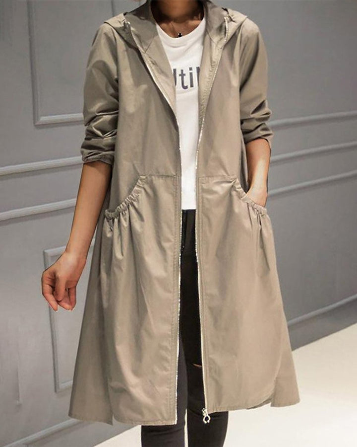 Amelie | Wasserabweisender Kapuzen-Trenchcoat mit Femininer Silhouette