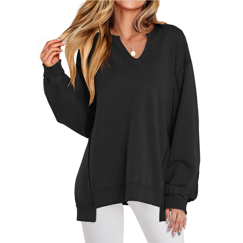 Simone | Bequeme Oversize V-Ausschnitt Tunika Top