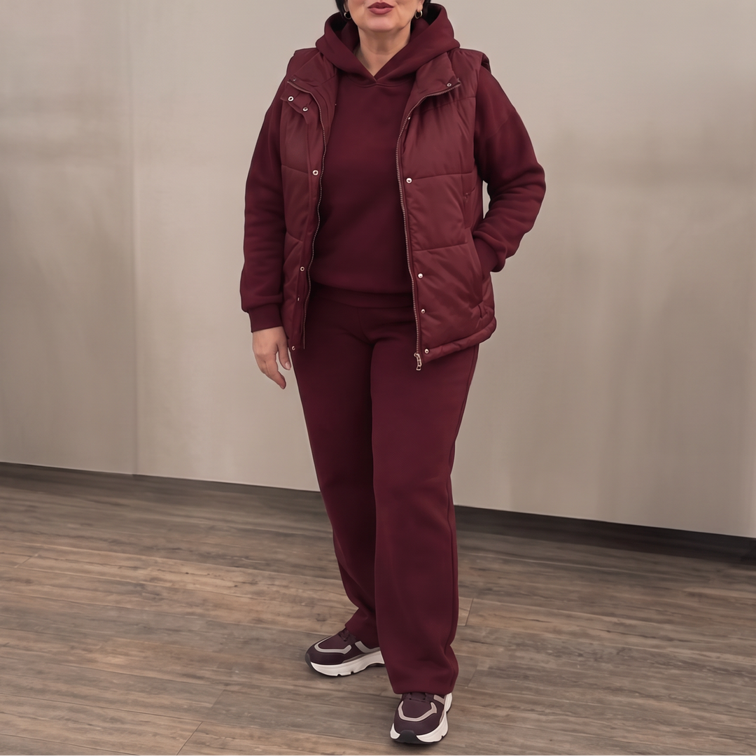 Layerwell | Quilt-Weste Hoodie und Jogginghose Set