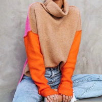 Elisa | Moderner Damenpullover Mit Farbkontrasten Und Rollkragen