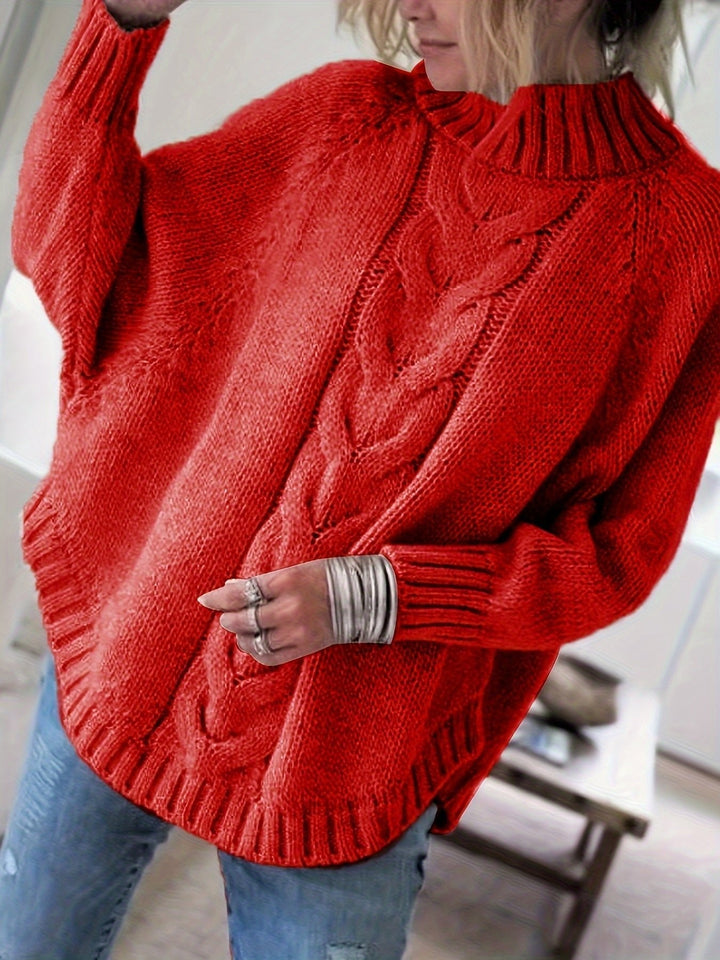 Corinna | Grober Rollkragen-Kabelstrickpullover für Frauen