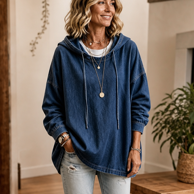 Denim Ease | Oversized Denim-Look Hoodie für einen lässigen Style