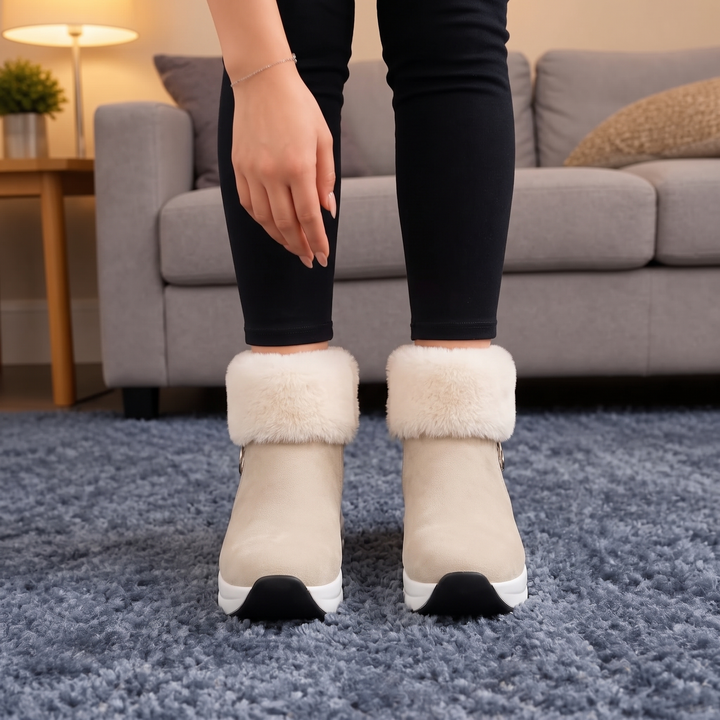 Veluna | Chunky Ankle Boots – Gemütlicher Stil mit Kunstfellkante