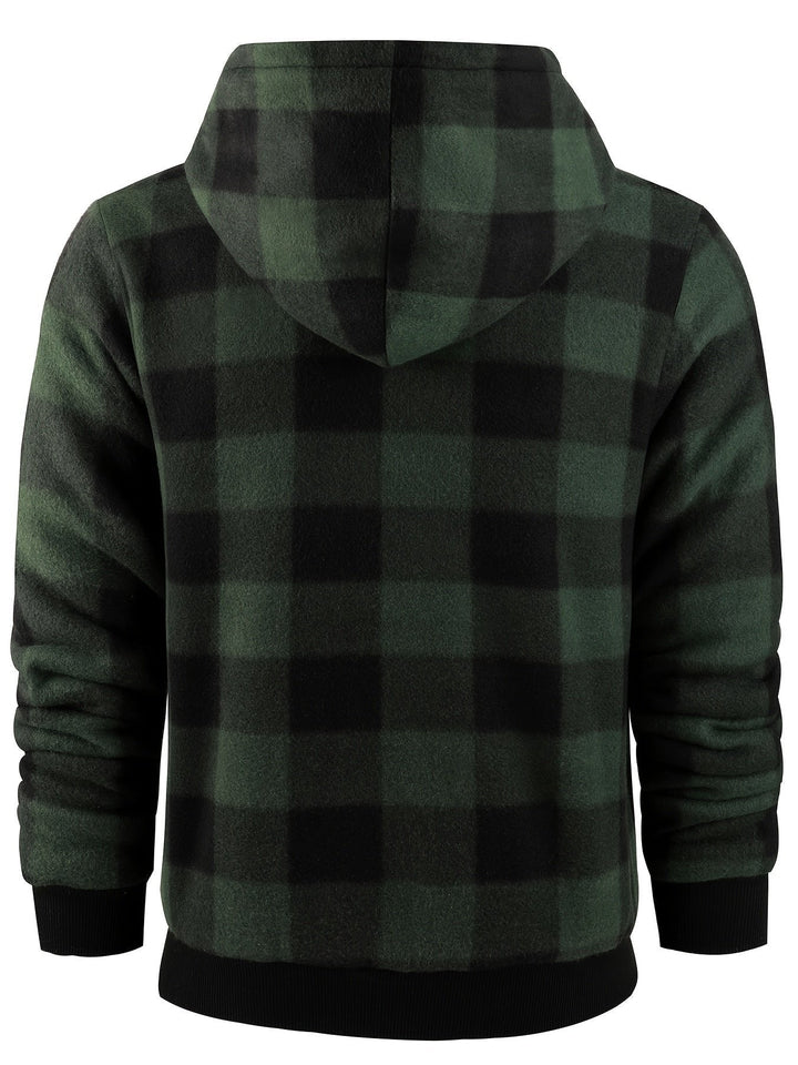 Declan | Zip-Up Hooded Jacket – Cozy Plaid Design for Men