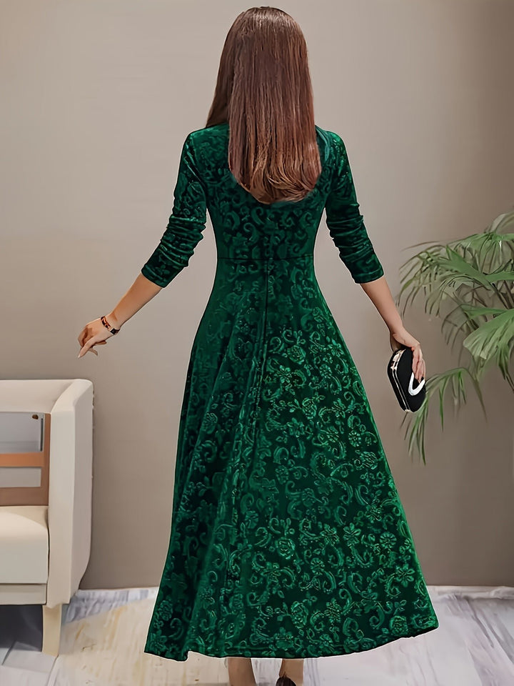 Karin | Florales Samt-Kleid – Elegante Abendgarderobe für Damen