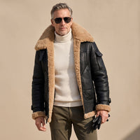 William | Herren Shearling-Jacke Im Klassischen Fliegerstil