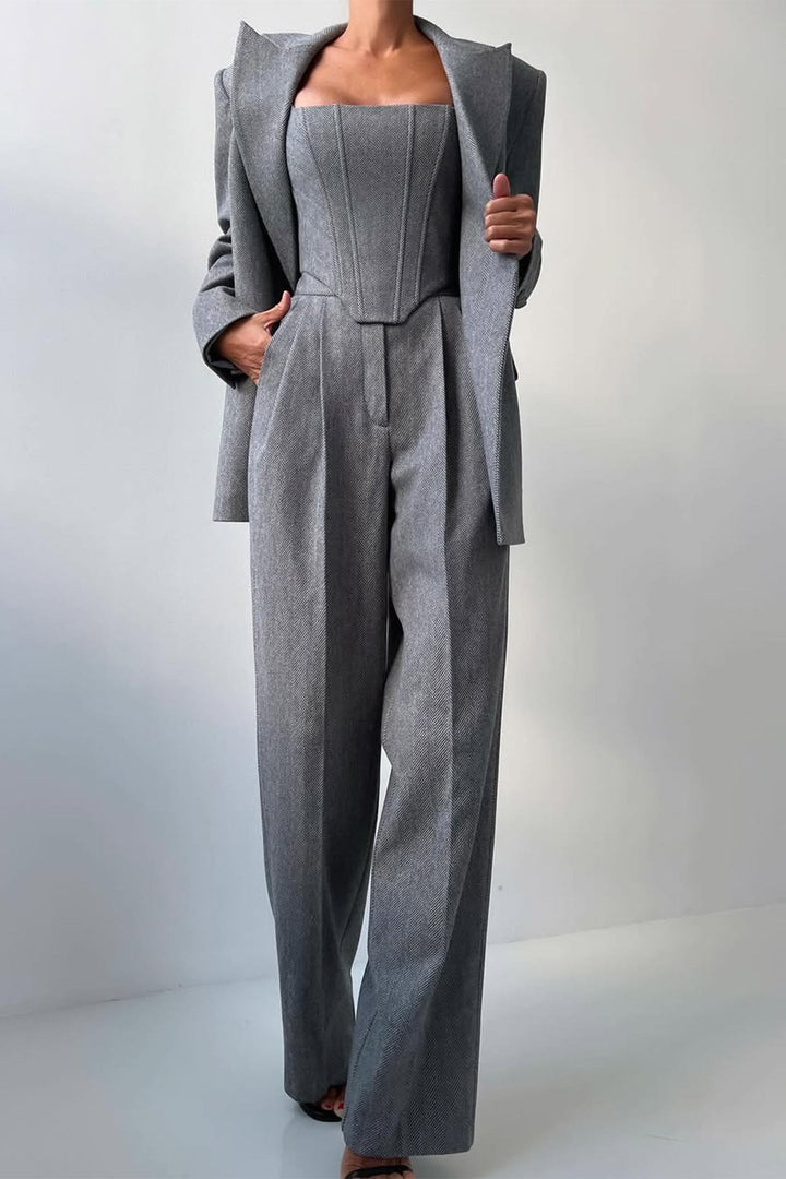 Elena | Elegantes Dreiteiliges Zweireiher-Blazer-Set Für Damen
