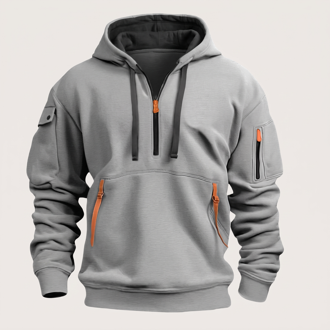 Zeno | Utility Hoodie – Praktischer Half-Zip Stil für Männer