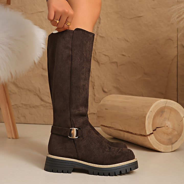 Sable | Moderne kniehohe Stiefel mit Blockabsatz und Profilsohle