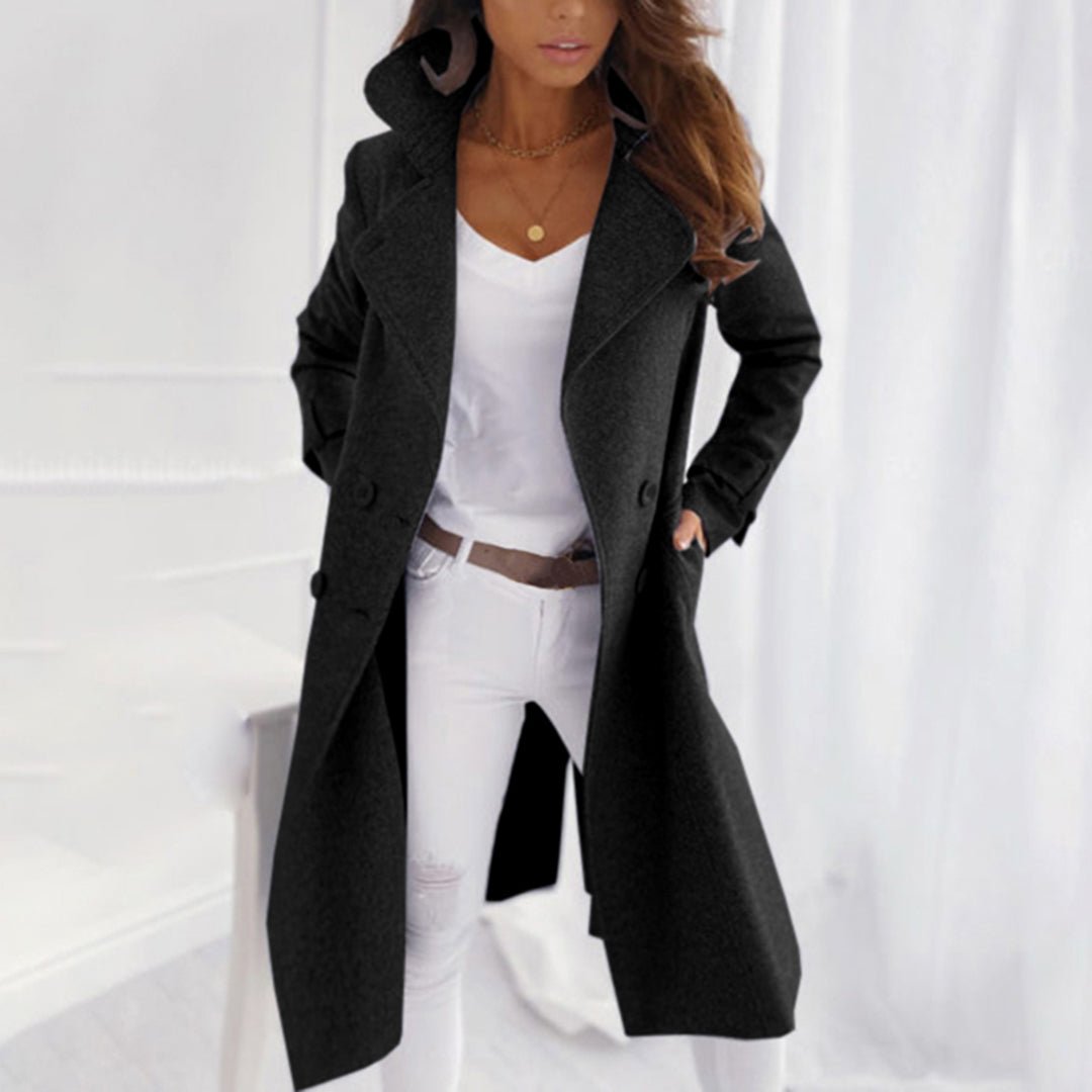 Wooly | Wool Coat – Elegant Fold-Over Collar for Women