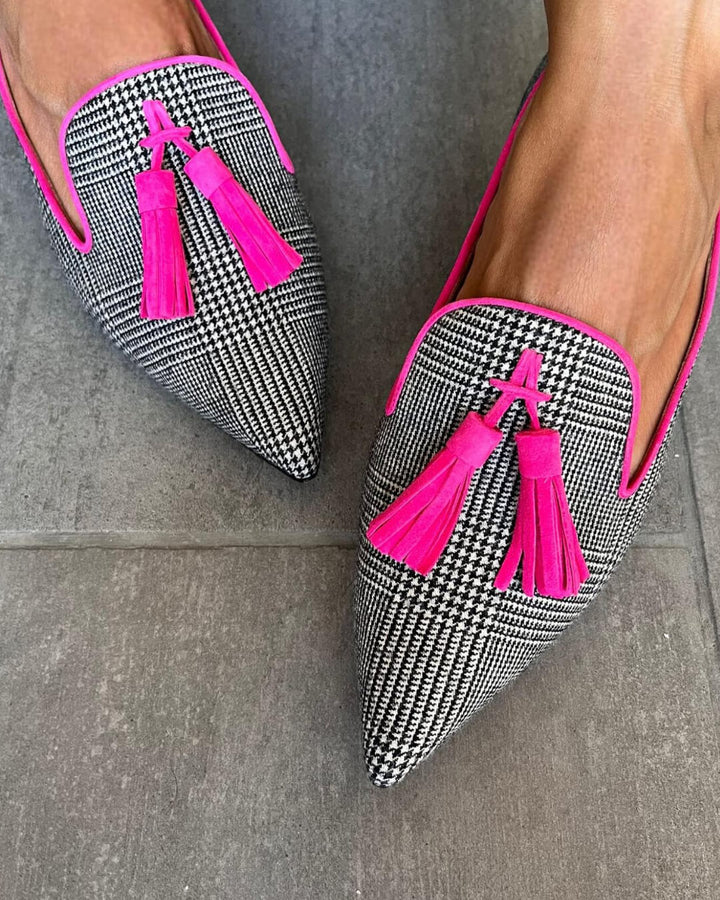 Katherine | Elegante Damen-Loafer mit spitzer Spitze und Fransen