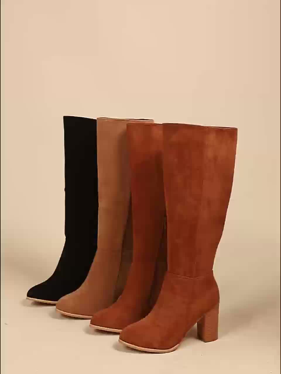 Aaliyah | Elegante kniehohe Stiefel mit spitzer Schuhspitze und Blockabsatz