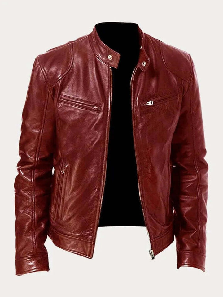 Maverick | Men's Classic Biker Jacket – Real Leather with Stand Collar