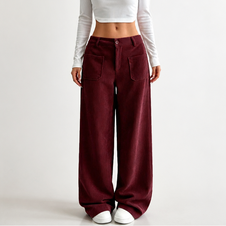 Cordelle | High-Waisted Wide-Leg Trousers – Bequeme Stretch-Cordhose für Frauen