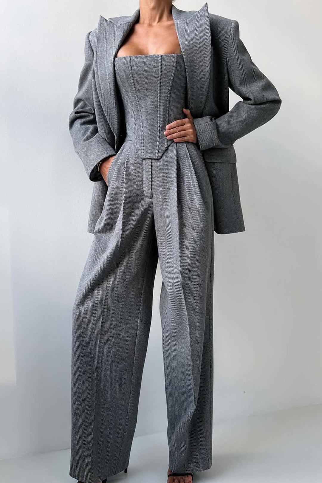 Elena | Elegantes Dreiteiliges Zweireiher-Blazer-Set Für Damen