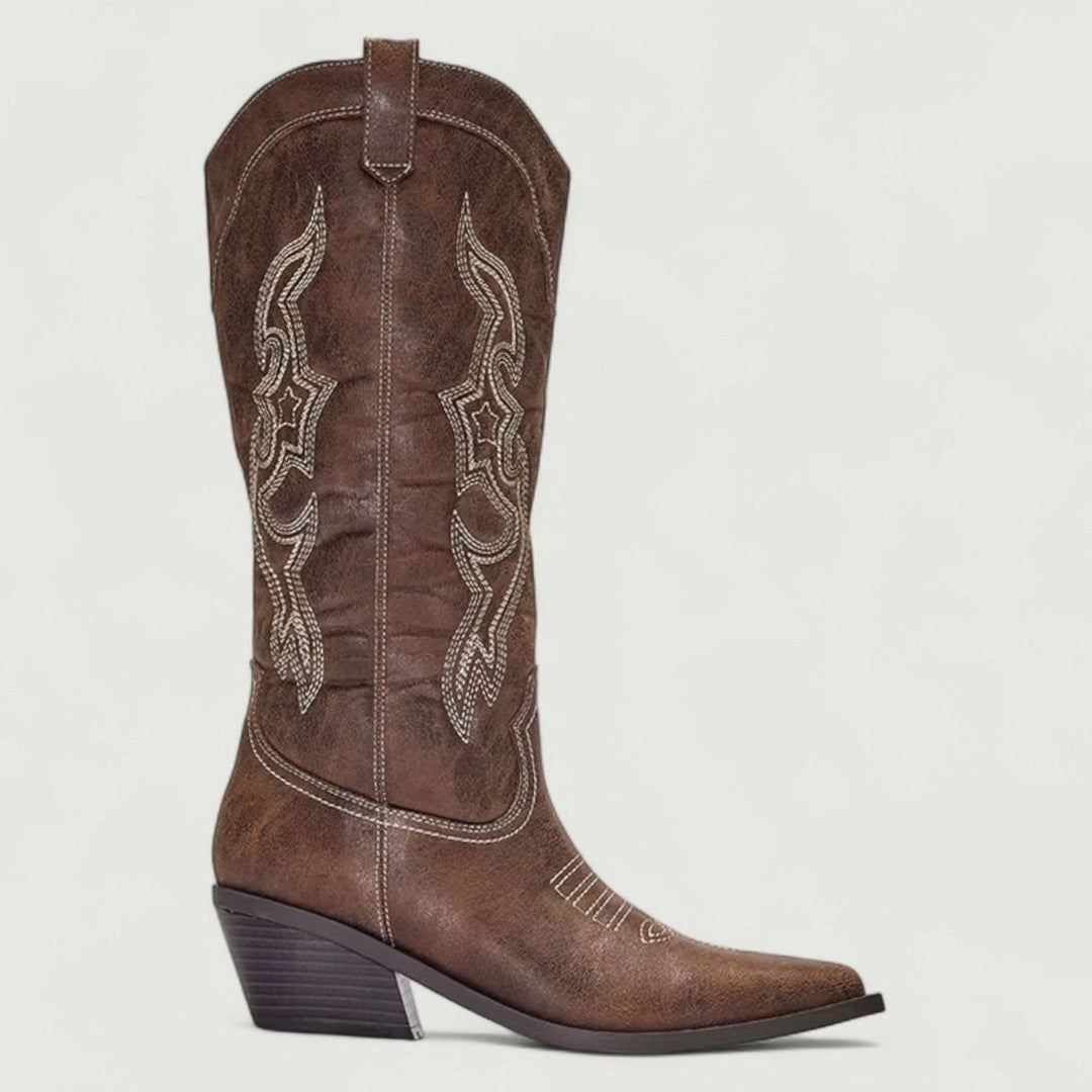 Nora | Kniehohe Westernstiefel mit Spitzer Zehenpartie