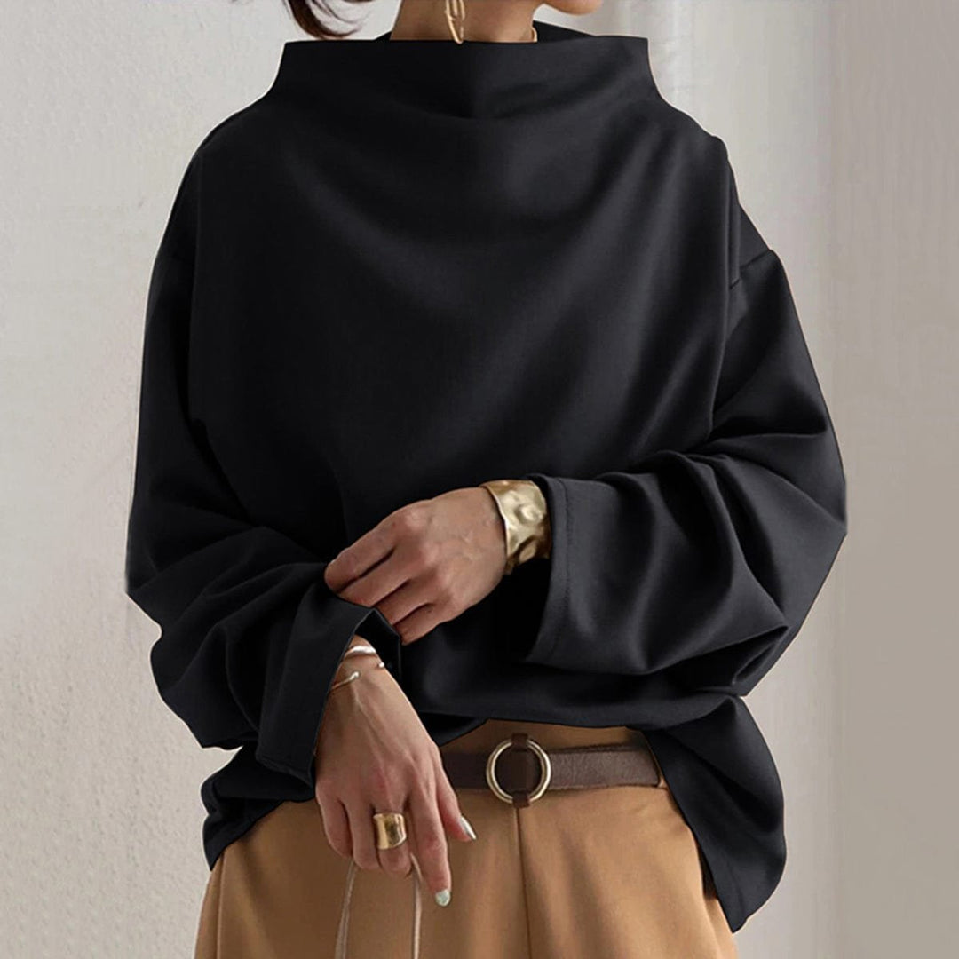 Mia | Eleganter Oversize-Strickpullover mit hohem Kragen