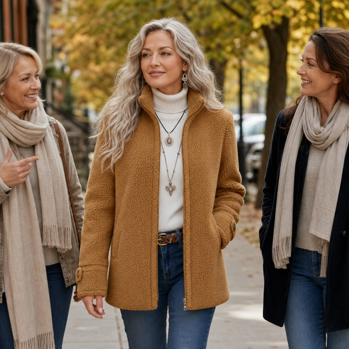 Velmora | Fleece-Look Jacke mit Stehkragen – Bequem und Warm für Frauen