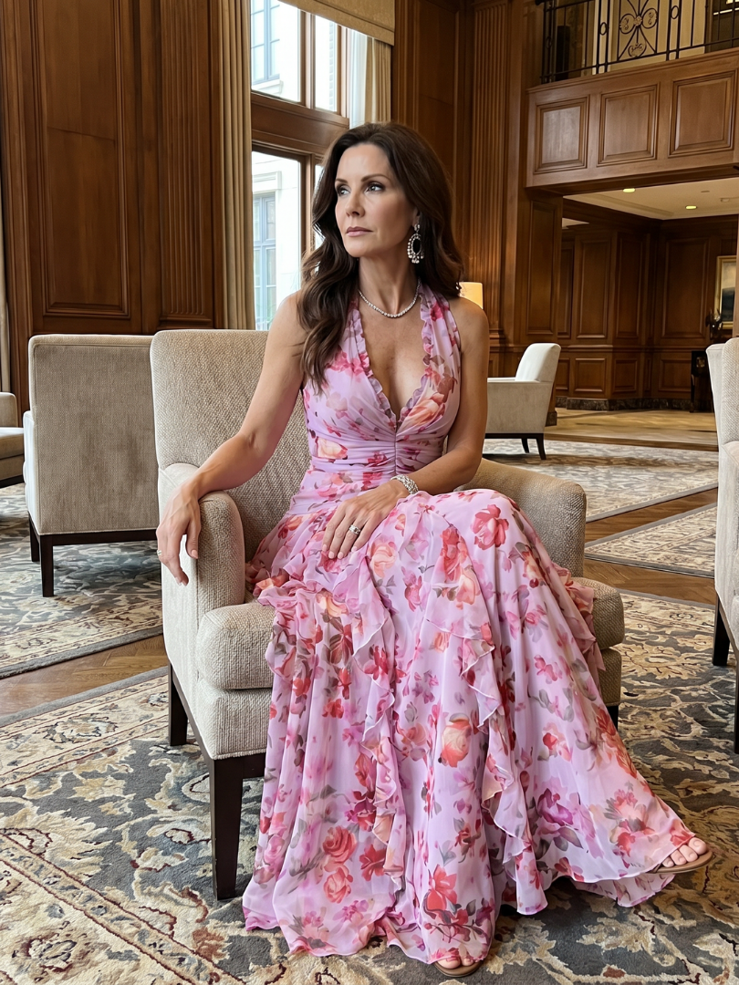 Nori | Floral Maxi Dress – Elegante Halter-Neck Silhouette