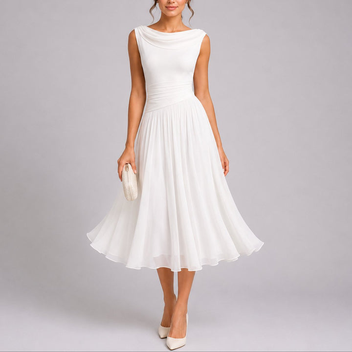Marlene | Elegantes Herbst-Hochzeitskleid Mit Drapiertem Ausschnitt