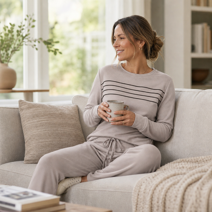 Restwell | Lounge Set – Crew Neck mit verstellbarem Bund für ultimativen Komfort