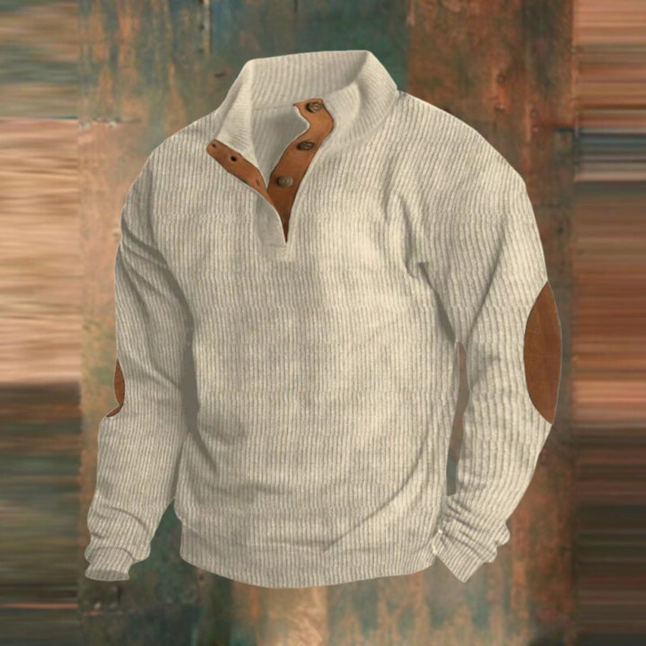 Ryan | Klassischer Herren Retro Rippstrickpullover Mit Ellbogen-Patches