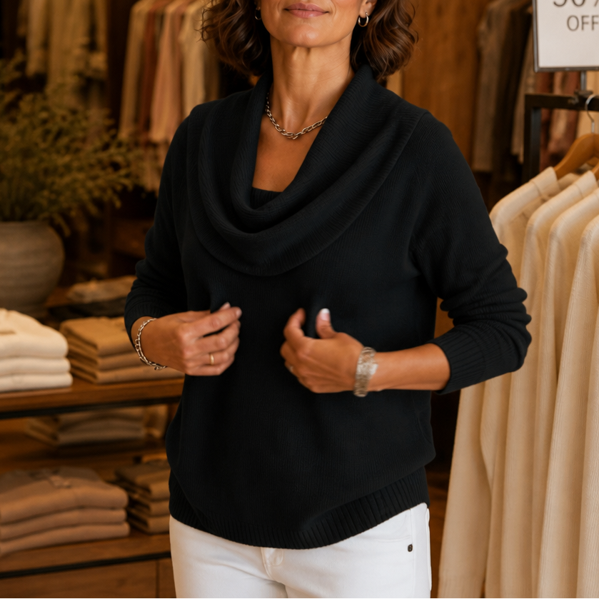 Draveline | Cowl Neck Drape Knit Sweater für Frauen