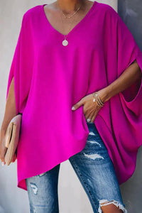 Celina | Oversize-Tunika Top Mit Fledermausärmeln Und V-Ausschnitt