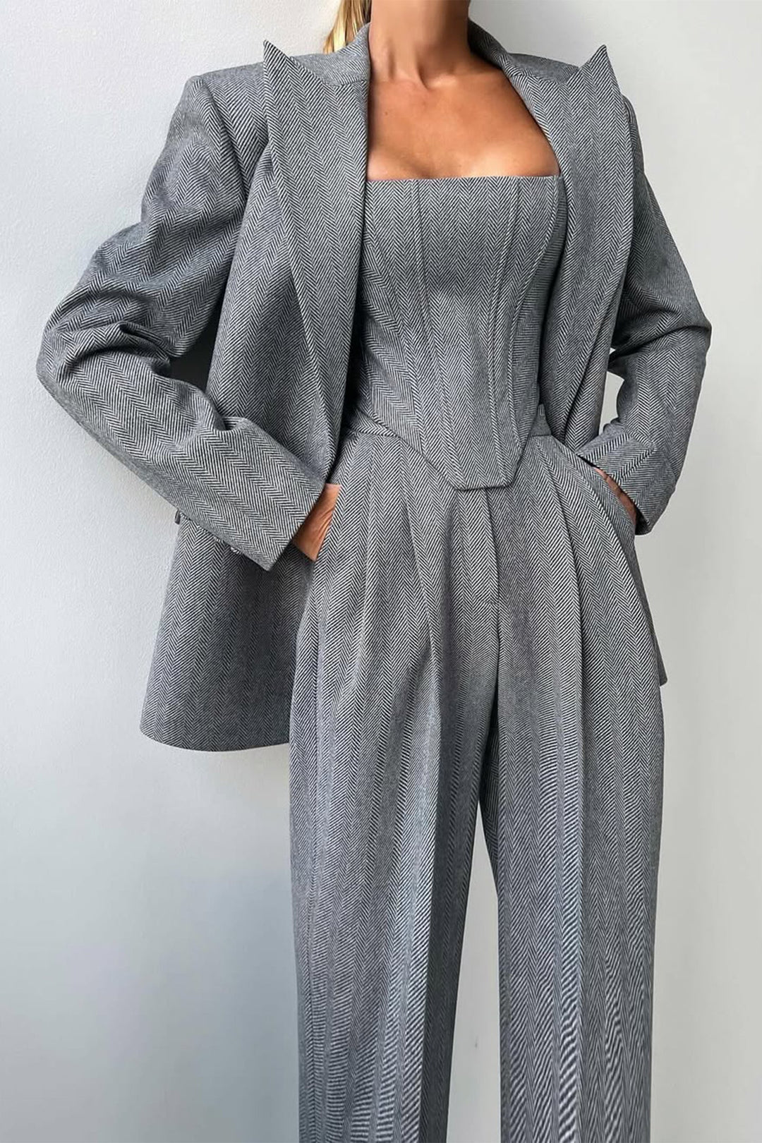 Elena | Elegantes Dreiteiliges Zweireiher-Blazer-Set Für Damen