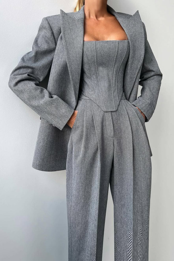 Elena | Elegantes Dreiteiliges Zweireiher-Blazer-Set Für Damen