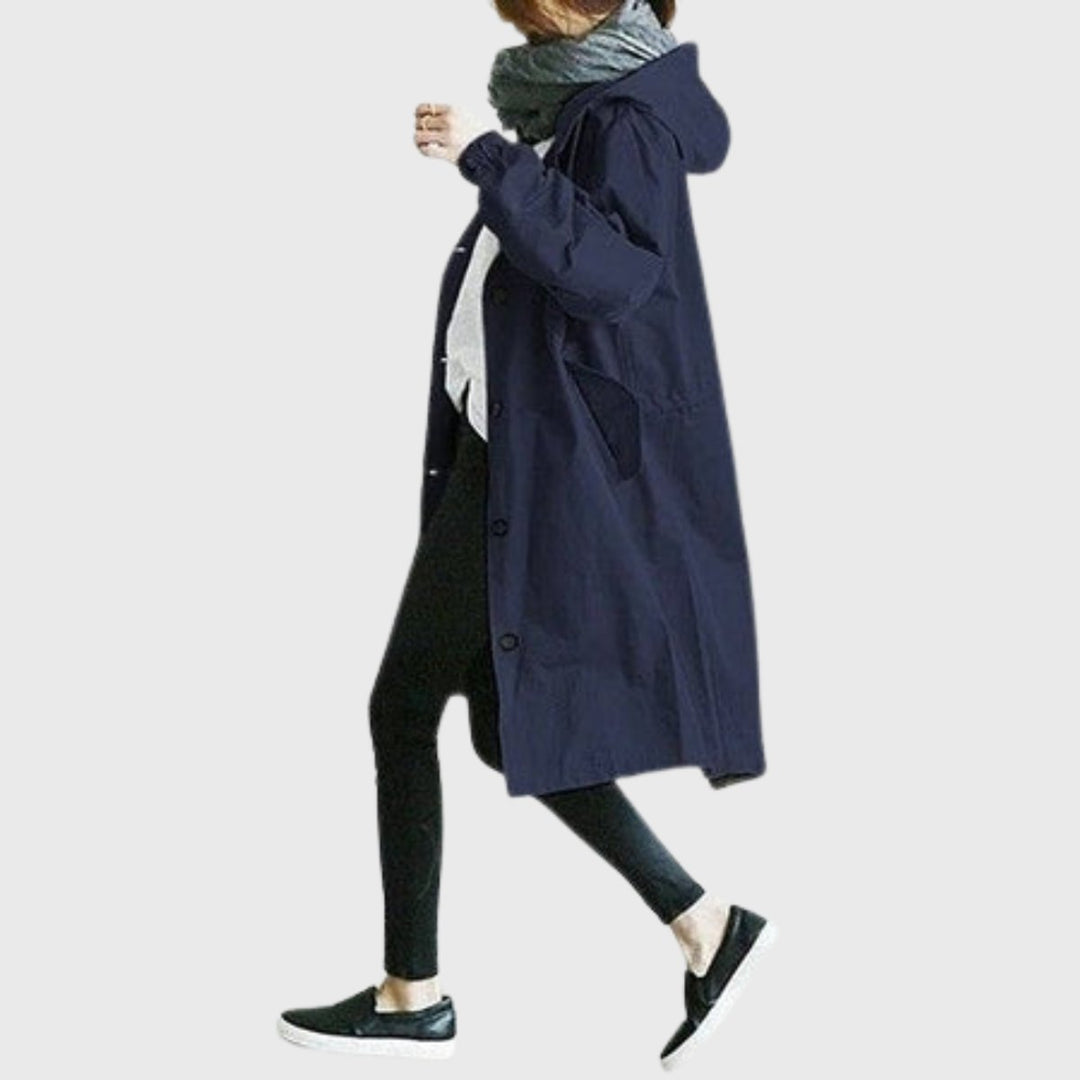 Ruby | Wasserabweisender Kapuzen-Trenchcoat Mit Langer Silhouette